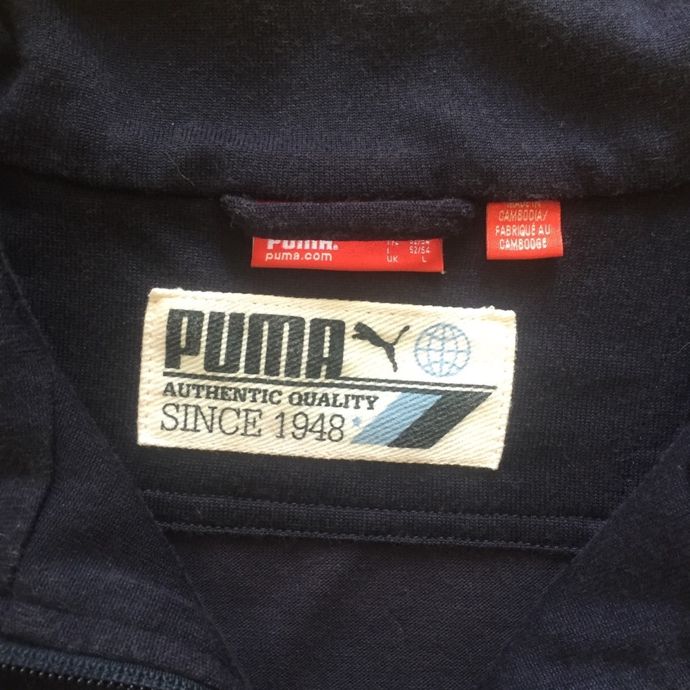 Puma Mens Lightweight Track Jacket logo Sz L Blue - Picture 3 of 8